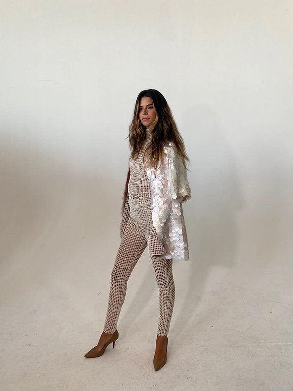 Hand Embroidered Bodysuit With Sequin Jacket 3 Hand Embroidered Bodysuit With Sequin Jacket - Image 3