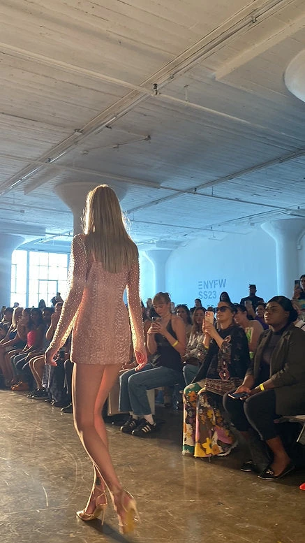 Hand Embroidered Mini Dress With Crystal Bodysuit 3 Hand Embroidered Mini Dress With Crystal Bodysuit - Image 3