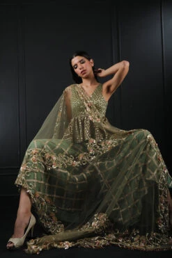 Gota Trouser With Chandler Blouse And Hand Embroidered Dupatta