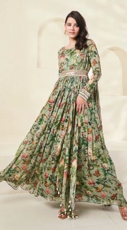 Green Printed Anarkali 7 Green Printed Anarkali -Lillys Clothing Shop green printed gown basanti kapde aur koffee 4 1100x f269430c 93d0 4a18 b7ae 988951a658a5