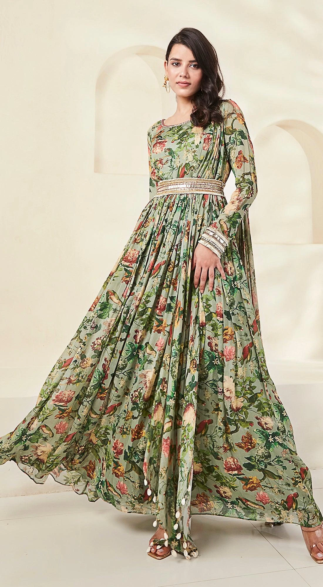 Green Printed Anarkali 3 Green Printed Anarkali - Image 3