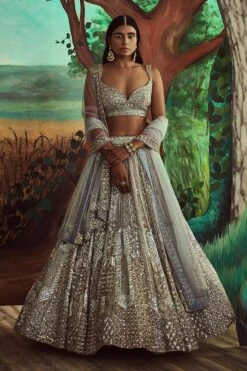 Steel Grey Sequin Lehenga Set