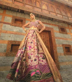 Rose Gold Zari Woven Paithani Lehenga