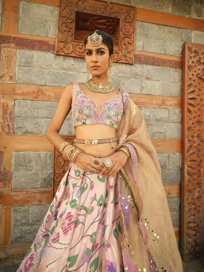 Pink Zari Woven Paithani Lehnga 2 Pink Zari Woven Paithani Lehnga - Image 2