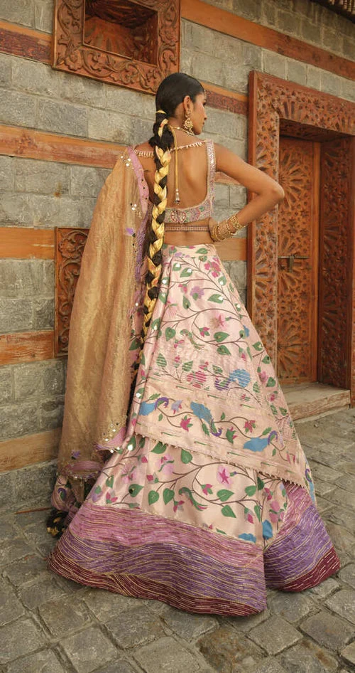 Pink Zari Woven Paithani Lehnga 3 Pink Zari Woven Paithani Lehnga - Image 3