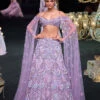 Lavender Pearl Embellished Lehenga Wth Off Shoulder Draped Cape -Lillys Clothing Shop jkljk