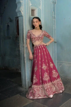 Embroidered Pink Bridal Lehenga