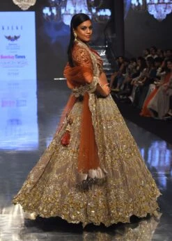 Mocha Brown Bridal Lehenga In Velvet With Heavy Embroidery -Lillys Clothing Shop kalki fog grey bridal lehenga in velvet sg127236 2