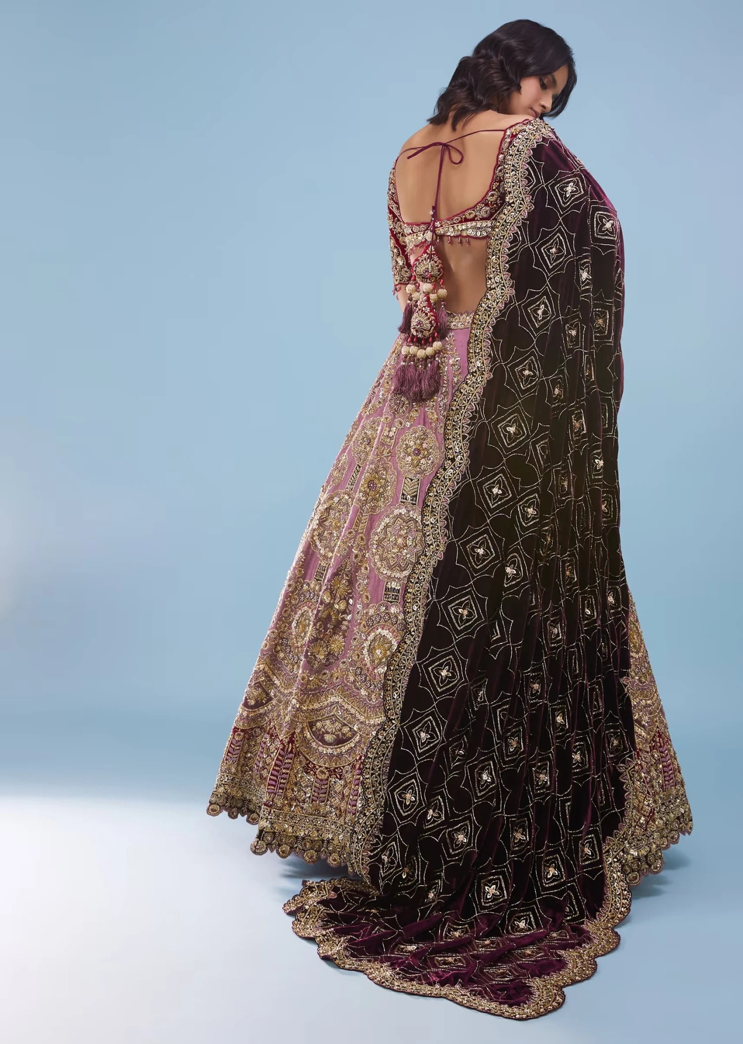 Powder Pink Amari Bridal Lehenga With Heavy Embroidery 2 Powder Pink Amari Bridal Lehenga With Heavy Embroidery - Image 2