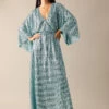 Blue Sequin Kaftan With Trail Detail -Lillys Clothing Shop kf94
