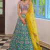 Teal Green Silk Lehenga -Lillys Clothing Shop mbb teal circular lehenga 1