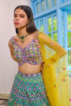 Teal Green Silk Lehenga -Lillys Clothing Shop mbb teal circular lehenga 2