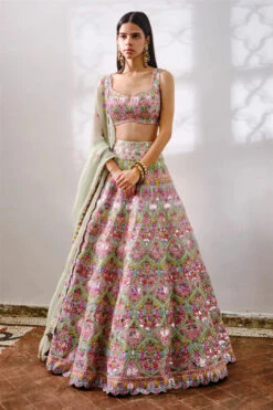 Green Vases Lehenga
