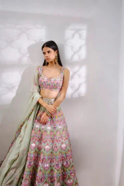 Green Vases Lehenga -Lillys Clothing Shop mbb vases green lehenga 2