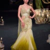 Citrus Green Ombre Fishcut Zardozi Gown Saree