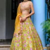 Lime Green Floral Lehenga