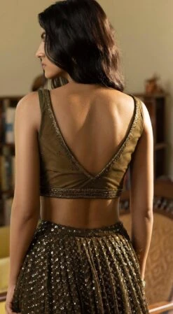 Moss Green Sequinned Lehenga Set -Lillys Clothing Shop moss green sequinned lehenga set basanti kapde aur koffee 5 1100x ea3160c5 de46 40e8 ad63 d2c51ed37665