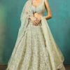 Sage Green Net Foil Applique Lehenga -Lillys Clothing Shop ms s grn foil lhnga 3pc 1