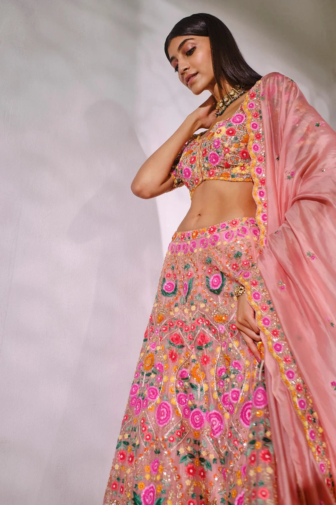 Peach Multicolor Lehenga 3 Peach Multicolor Lehenga - Image 3