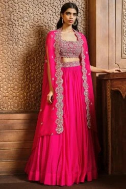 Rani Pink Gold Cape Skirt Set