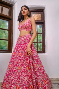 Pink Zardosi Lehenga -Lillys Clothing Shop ntu silver pink lehenga 3