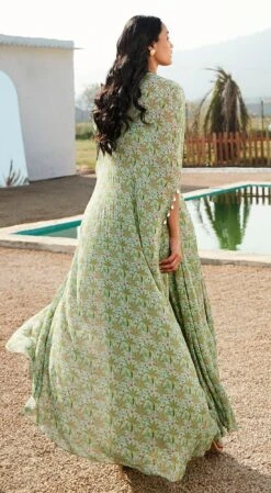 Pista Sharara Set With Cape -Lillys Clothing Shop pista sharara set with cape basanti kapde aur koffee 3 1100x a81f200a 4eaf 41d5 8496 15e007793b57