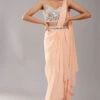 Peach Mirror Drape Saree