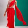 Red Mirror Drape Saree -Lillys Clothing Shop pmk sku ds 2207 1