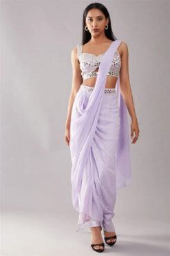 Lilac Mirror Drape Saree