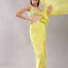 Lime Yellow Mirror Drape Saree