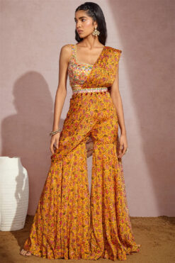 Yellow Paisely Sharara Saree -Lillys Clothing Shop prnt ylw paisley sharara saree 1 bc57fdf9 31c4 4293 8fea 894c73878dda