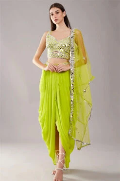 Lime Green Mirror Cape Set