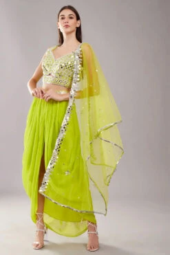 Lime Green Mirror Cape Set -Lillys Clothing Shop pskc012029 2