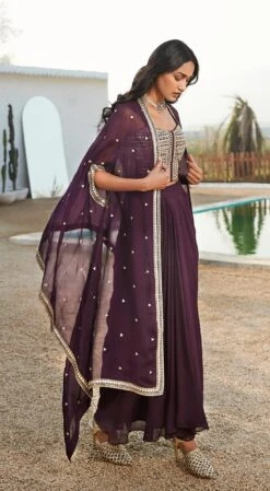 Purple Skirt Set With Cape -Lillys Clothing Shop purple skirt set with cape basanti kapde aur koffee 4 1100x 074d4c1b 2304 4972 b909 1594915b2120