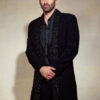 Aditya Roy Kapur In Our Black Double Layered Indo Western Jacket With Shirt And Pant -Lillys Clothing Shop qrfef