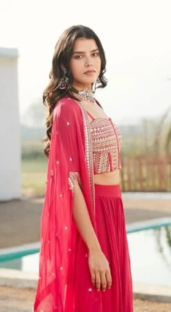 Rani Pink Skirt Set With Cape -Lillys Clothing Shop rani pink skirt set with cape basanti kapde aur koffee 4 1100x dcd33cbb e449 4724 89e0 28ed486c4212