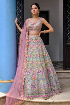 Aqua Organza Multi Lehenga