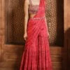 Vermillion Red Printed Draped Sharara Saree