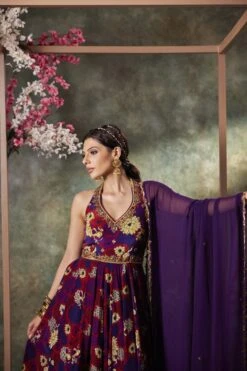 Purple Printed Anarkali And Dupatta Set With Embroidery -Lillys Clothing Shop rn image picker lib temp 511c6580 c7f4 4412 af2c 4af49b04612a