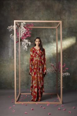 Orange Printed Kaftan With Embroidery -Lillys Clothing Shop rn image picker lib temp 56b60455 a111 4d3b a9fb dcfd2e1af8c7