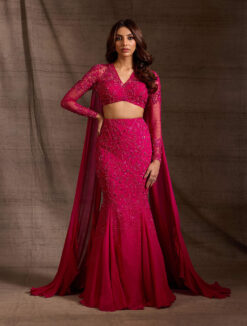 Alexis Hot Pink Fishtail Lehenga