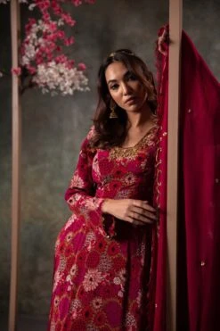 Pink Printed Anarkali And Dupatta Set With Embroidery -Lillys Clothing Shop rn image picker lib temp bca844bc b264 4e3f 975e bf8252438f20