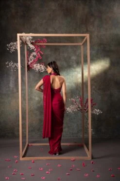 Pink Pre Draped Saree Set With Embroidery -Lillys Clothing Shop rn image picker lib temp f916a662 cea1 4572 980d f5128db66492