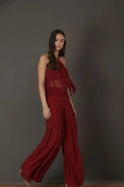 Fringe Blouse And High Waist Pant -Lillys Clothing Shop sb ru3 3