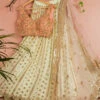 Banana Butti Scallop Lehenga With Peach Blouse And Pink Dupatta -Lillys Clothing Shop scallop1 0a611524 d5be 4148 8672 ac36e0a0af32
