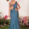 Sea Saree Paired With Embellished Strap Corset 14 Sea Saree Paired With Embellished Strap Corset -Lillys Clothing Shop sea blue printed silk satin sareesareejuhi bengani 870635