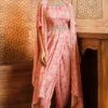 Pink Paisley Cowl Jumpsuit Jacket Set -Lillys Clothing Shop sp pink paisley cowl jmpsuit 3pc 1