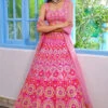 Fushcia Pink Circles Lehenga -Lillys Clothing Shop srfz fushcia pink circular lehenga 1