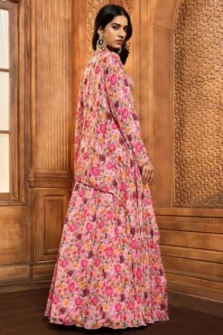 Pink Watercolor Printed Cape Skirt Set -Lillys Clothing Shop srfz pink prnt cape skrt 3pc 2