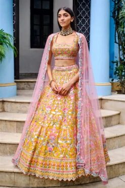 Yellow Big Floral Lehenga